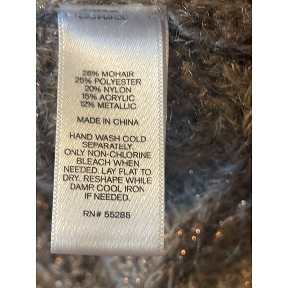 Express Brown Mohair Blend Short Sleeved Metallic Thread Tunic Sweater Dress Sz - Picture 9 of 9